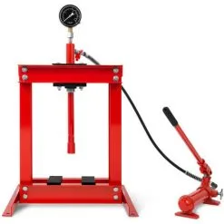 EBERTH Presse Datelier Hydraulique Avec Manomètre, Presse à Cadre, 6T Pression, Presse à Table, Hauteur De Travail 355 Mm, Largeur De Travail 350 Mm, Hauteur Totale 860 Mm, Vérin Hydraulique