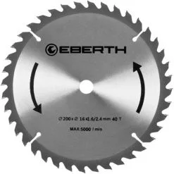 EBERTH Lame De Scie Circulaire En Carbure Bois (200 X 2,4 X 16 Mm, 40 Dents, Longue Vie)