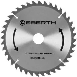 EBERTH Lame De Scie Circulaire En Carbure Bois (210 X 2,4 X 30 Mm, 42 Dents, Longue Vie)