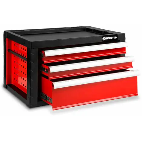EBERTH Boîte à Outils Rouge Sans Outils (3 Tiroirs Sur Roulements à Billes, 2 Poignées Pratiques, Grande Surface De Rangement, Verrouillable, Métal Peint Par Poudrage) 3 EBERTH Boîte à Outils Rouge Sans Outils (3 Tiroirs Sur Roulements à Billes, 2 Poignées Pratiques, Grande Surface De Rangement, Verrouillable, Métal Peint Par Poudrage)