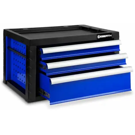 EBERTH Boîte à Outils Bleu Sans Outils (3 Tiroirs Sur Roulements à Billes, 2 Poignées Pratiques, Grande Surface De Rangement, Verrouillable, Métal Peint Par Poudrage) 3 EBERTH Boîte à Outils Bleu Sans Outils (3 Tiroirs Sur Roulements à Billes, 2 Poignées Pratiques, Grande Surface De Rangement, Verrouillable, Métal Peint Par Poudrage)