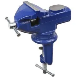 EBERTH Étau De Table 360° Tournant Avec Enclume Et Serre-joint (60 Mm Largeur De La Mâchoire, 55 Mm Ouverture De Mâchoire, Bord De Table Jusquà 45 Mm, Acier Moulé)