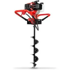 EBERTH Tarière Thermique Foreuse De Terre Tarière à Essence 3CV, 3 Forets De 100mm, 150mm, 200mm De Diamètre Inclus, Grande Poignée, 52ccm, Moteur 2 Temps, Réservoir De 1,2L, Embrayage Centrifuge