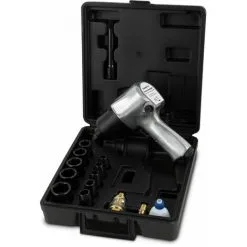 EBERTH 1/2" Clé à Chocs Pneumatiques Avec Mallette Et De Nombreux Accessoires (576 Nm, 125 Mm Prolongement, Contrôleur De Couple, Rotation Droite Et Gauche, 17 Eléments)