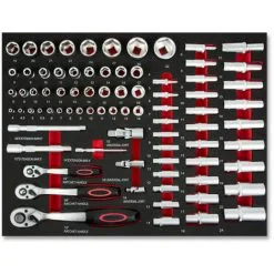 EBERTH Set Doutils Pour Servante Datelier (134 Pièces, Carbure De Tungstène, Poignées Ergonomiques, Inserts Doutils étiquetés En Mousse, Optimal Pour Latelier Automobile Et Professionnel, Rouge) -France EBERTH Soldes Boutique 51216105 5