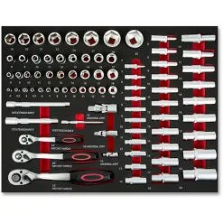 EBERTH Set Doutils Pour Servante Datelier (114 Pièces, Carbure De Tungstène, Poignées Ergonomiques, Inserts Doutils étiquetés En Mousse, Optimal Pour Latelier Automobile Et Professionnel, Rouge) -France EBERTH Soldes Boutique 51216112 4