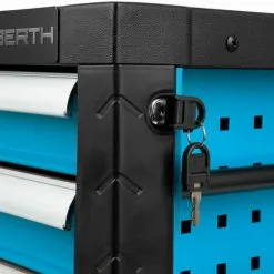 EBERTH Boîte à Outils En Métal Sans Outils (3 Tiroirs Sur Roulements à Billes, 2 Poignées Pratiques, Grande Surface De Rangement, Verrouillable, Revêtement En Poudre, Bleu Clair) -France EBERTH Soldes Boutique 51216141 5