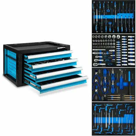 EBERTH Boîte à Outils En Métal Avec Outils (134 Pièces, 4 Tiroirs Sur Roulements à Billes, 2 Poignées Pratiques, Grande Surface De Rangement, Verrouillable, Revêtement En Poudre, Bleu Clair) 3 EBERTH Boîte à Outils En Métal Avec Outils (134 Pièces, 4 Tiroirs Sur Roulements à Billes, 2 Poignées Pratiques, Grande Surface De Rangement, Verrouillable, Revêtement En Poudre, Bleu Clair)