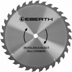 EBERTH Lame De Scie Circulaire En Acier Avec Dents En Carbure Pour La Coupe Du Bois (Diamètre 600mm, Alésage 30mm, Épaisseur De La Lame 3.0mm, Largeur De Coupe 4.0mm, 36 Dents, RPM Max. 1800)