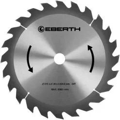 EBERTH Lame De Scie Circulaire En Acier Avec Dents En Carbure Pour La Coupe Du Bois (Diamètre 315mm, Alésage 30mm, Épaisseur De La Lame 2.0mm, Largeur De Coupe 3.0mm, 24 Dents, RPM Max. 6000)