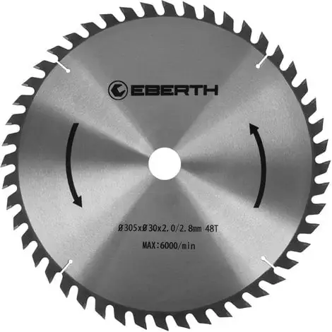 EBERTH Lame De Scie Circulaire En Acier Avec Dents En Carbure Pour La Coupe Du Bois (Diamètre 305mm, Alésage 30mm, Épaisseur De La Lame 2.0mm, Largeur De Coupe 2.8mm, 48 Dents, RPM Max. 6000) 3 EBERTH Lame De Scie Circulaire En Acier Avec Dents En Carbure Pour La Coupe Du Bois (Diamètre 305mm, Alésage 30mm, Épaisseur De La Lame 2.0mm, Largeur De Coupe 2.8mm, 48 Dents, RPM Max. 6000)