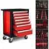 EBERTH Servante Datelier Avec Outils (7 Tiroirs à Roulements à Billes, 5 Tiroirs équipés Doutils, Verrouillables, 4 Roues, Frein De Stationnement, Revêtement Par Poudre) Chariot
