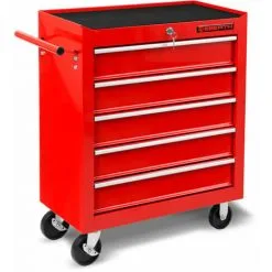 EBERTH Servante Datelier (5 Tiroirs à Roulements, Verrouillable, 4 Roulettes, Tapis Antidérapants, Frein à Main, Revêtement Par Poudre) Chariot