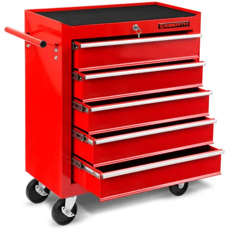 EBERTH Servante Datelier (5 Tiroirs à Roulements, Verrouillable, 4 Roulettes, Tapis Antidérapants, Frein à Main, Revêtement Par Poudre) Chariot 5 EBERTH Servante Datelier (5 Tiroirs à Roulements, Verrouillable, 4 Roulettes, Tapis Antidérapants, Frein à Main, Revêtement Par Poudre) Chariot – Image 3