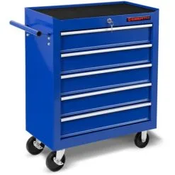 EBERTH Servante Datelier (5 Tiroirs à Roulements, Verrouillable, 4 Roulettes, Tapis Antidérapants, Frein à Main, Revêtement Par Poudre) Chariot