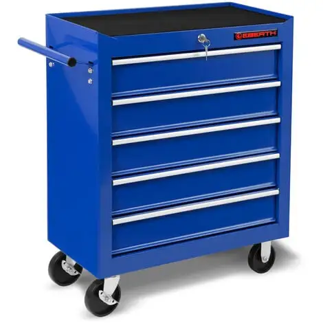 EBERTH Servante Datelier (5 Tiroirs à Roulements, Verrouillable, 4 Roulettes, Tapis Antidérapants, Frein à Main, Revêtement Par Poudre) Chariot 3 EBERTH Servante Datelier (5 Tiroirs à Roulements, Verrouillable, 4 Roulettes, Tapis Antidérapants, Frein à Main, Revêtement Par Poudre) Chariot