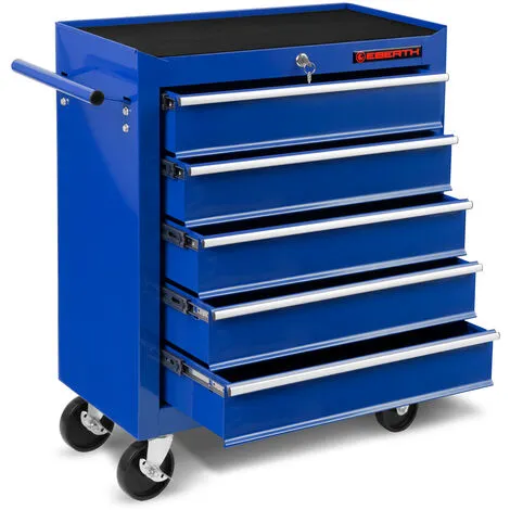 EBERTH Servante Datelier (5 Tiroirs à Roulements, Verrouillable, 4 Roulettes, Tapis Antidérapants, Frein à Main, Revêtement Par Poudre) Chariot 5 EBERTH Servante Datelier (5 Tiroirs à Roulements, Verrouillable, 4 Roulettes, Tapis Antidérapants, Frein à Main, Revêtement Par Poudre) Chariot – Image 3