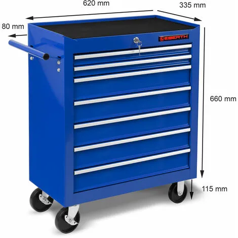 EBERTH Servante Datelier (7 Tiroirs à Roulements, Verrouillable, 4 Roulettes, Tapis Antidérapants, Frein à Main, Revêtement Par Poudre) Chariot 4 EBERTH Servante Datelier (7 Tiroirs à Roulements, Verrouillable, 4 Roulettes, Tapis Antidérapants, Frein à Main, Revêtement Par Poudre) Chariot – Image 2